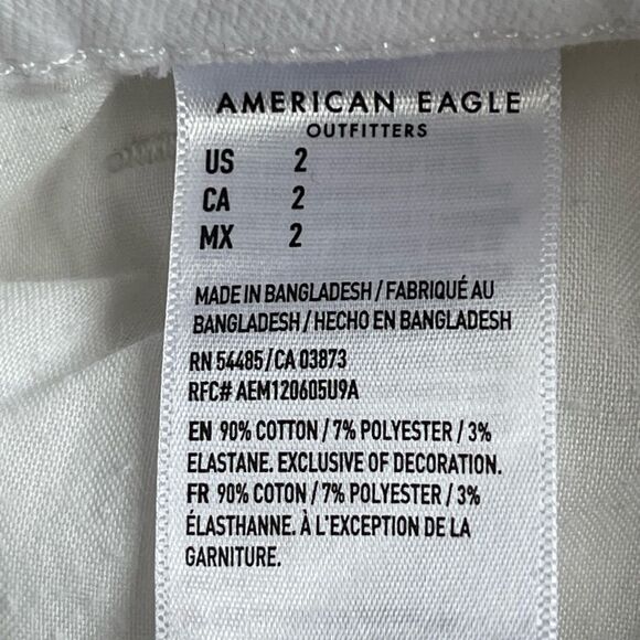 American Eagle white hi-rise shortie next level stretch jean shorts size 2 - Picture 6 of 8